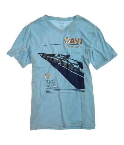 CAVI Mens Luxury Craft Yacht Graphic T-Shirt ltbluegold 2XL