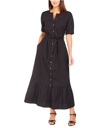 Calvin Klein Womens Short-Sleeve Cotton Maxi Dress black 2