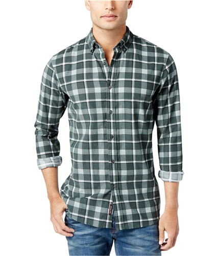 Michael Kors Mens Jude Checkered Button Up Shirt cedargreen L
