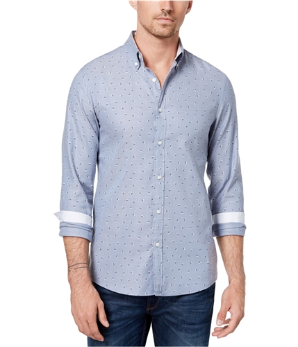 Michael Kors Mens Geometric Oxford Button Up Shirt lightblue S