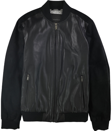 Calvin Klein Mens Suede Sleeve Jacket black M
