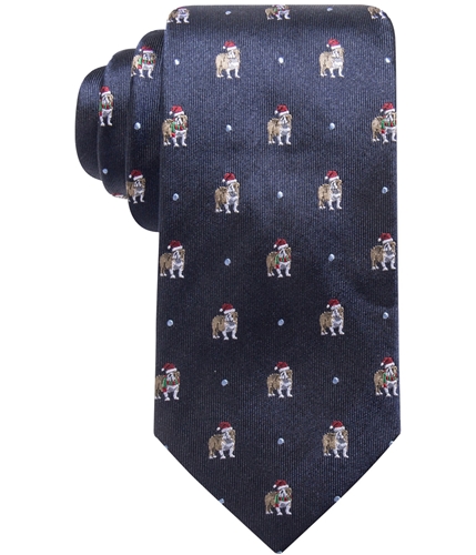 Club Room Mens Santa Hat Bulldog Self-tied Necktie navy One Size