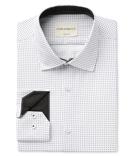 Con.Struct Mens Print Button Up Dress Shirt whiteblack 16