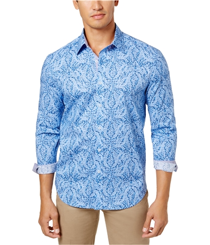 Con.Struct Mens Watercolor Button Up Shirt blue M