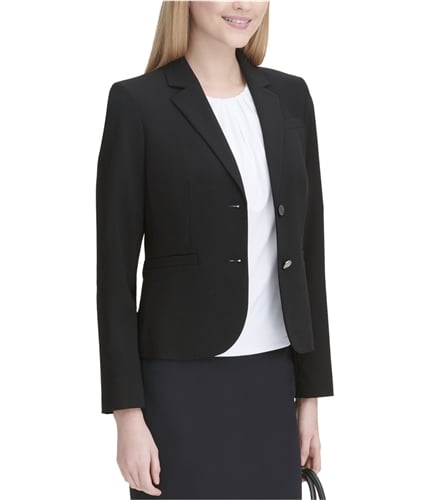 Calvin Klein Womens Solid Two Button Blazer Jacket black 8P