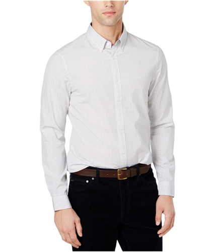 Michael Kors Mens Slim Fit Leland Check Button Up Shirt viridian 2XL
