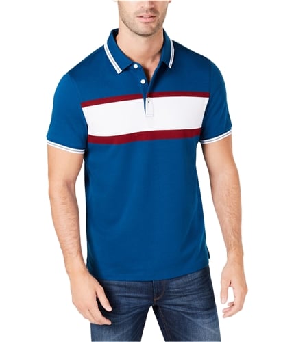 Michael Kors Mens Greenwich Colorblocked Rugby Polo Shirt blue 2XL