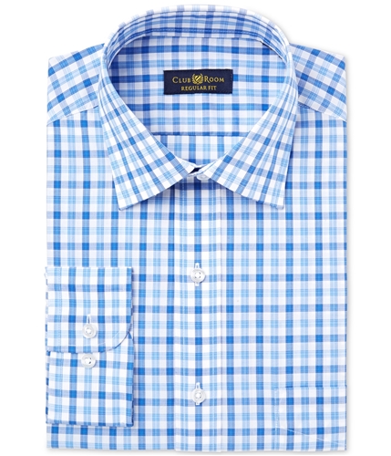 Club Room Mens Wrinkle Resistant Button Up Dress Shirt blueframedgng 16.5