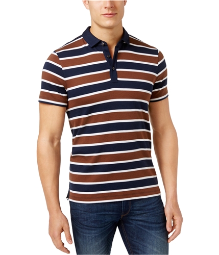 Michael Kors Mens Striped Rugby Polo Shirt copper XL