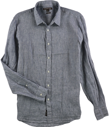 Michael Kors Mens Cross-Dyed Button Up Shirt midnight L
