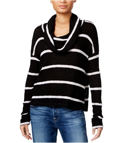 Chelsea Sky Womens Striped Knit Sweater bkw S