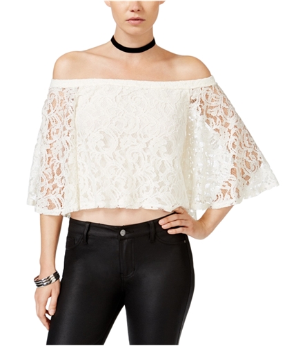 Chelsea Sky Womens Lace Knit Blouse black M