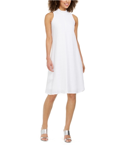 Calvin Klein Womens Textured A-line Dress white 2P