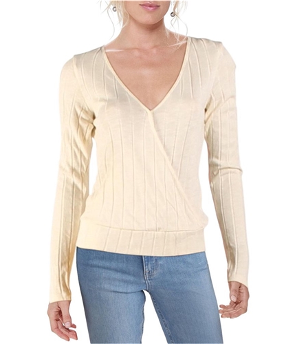 Sanctuary Clothing Womens Ribbed Wrap Top Basic T-Shirt beige S