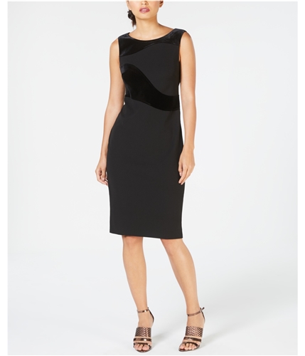 Calvin Klein Womens Velvet Swirl Sheath Dress black 4P