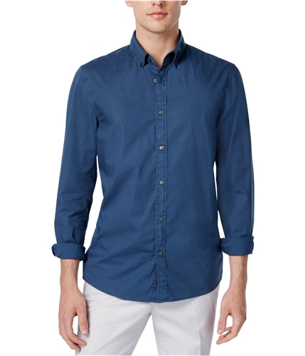 Michael Kors Mens Garment-Dyed Button Up Shirt denim XL