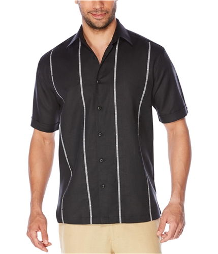 CubAvera Mens Striped Button Up Shirt jetblack S