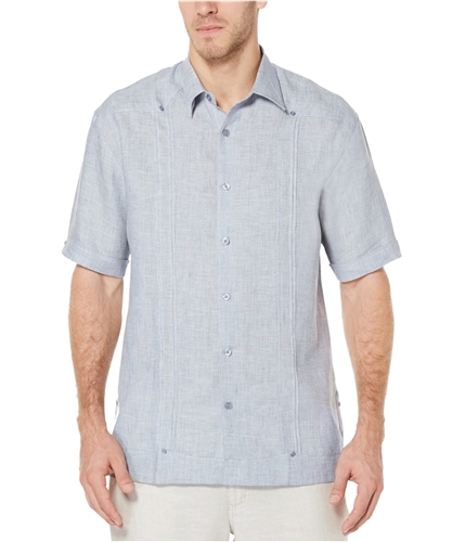 CubAvera Mens Textured Panel Button Up Shirt skipperblue L