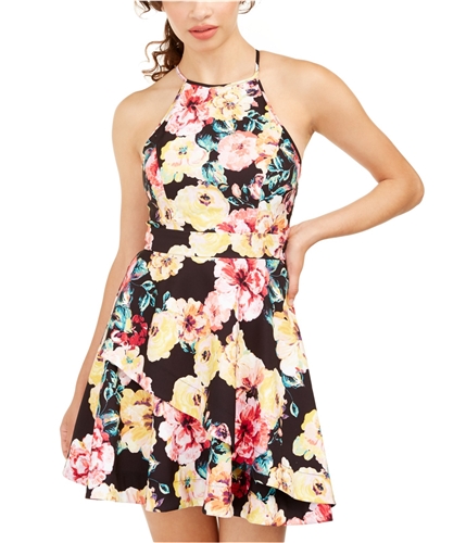 Speechless Womens Floral Fit & Flare Dress black 0