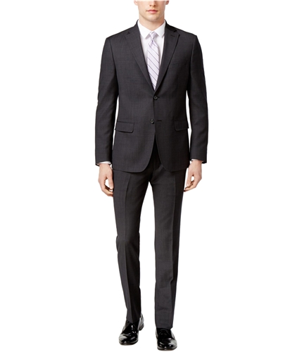 DKNY Mens Textured Two Button Formal Suit black 44x39