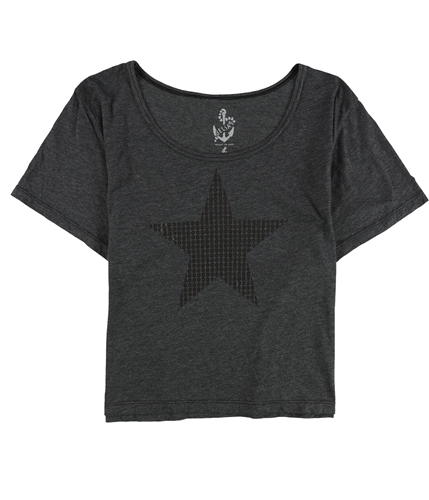 dELiA*s Womens Faux Sequin Star Graphic T-Shirt black L