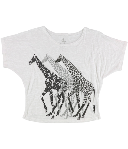 dELiA*s Womens Burnout Giraffe Graphic T-Shirt white S