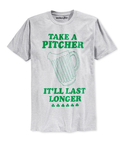 Mighty Fine Mens St. Patrick's Pitcher Graphic T-Shirt hthrgrey S