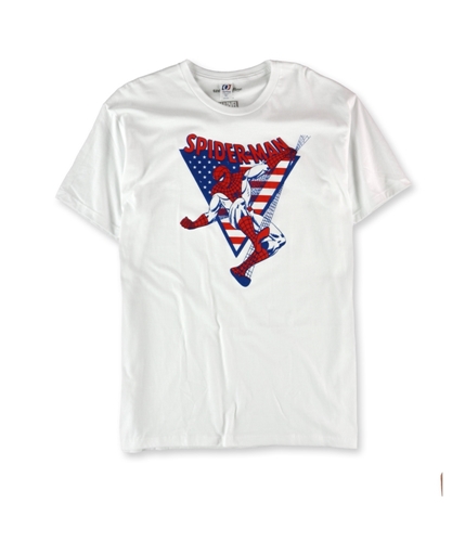 We Love Fine Mens Spiderman Americana Graphic T-Shirt white S