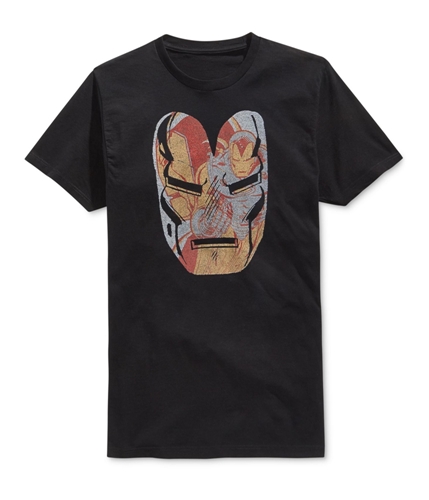 Mighty Fine Mens Iron Man Face Graphic T-Shirt black S