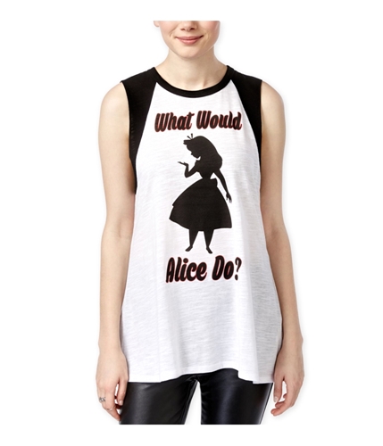 Disney Womens What Would Alice Do? Muscle Tank Top whtblk XS