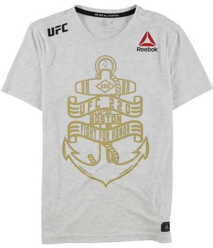 Reebok Mens UFC 220 Boston Fight For Honor Graphic T-Shirt ltgray S