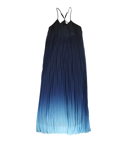 bar III Womens Gradient Maxi Pleated Dress blue XS