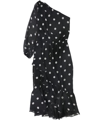 Ralph Lauren Womens Polka Dot One Shoulder Dress black 14