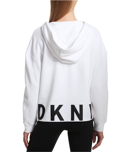 DKNY Womens Logo Hoodie Sweatshirt wht M