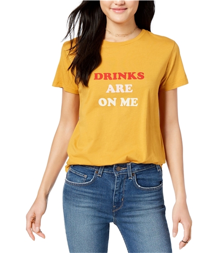 ban.do Womens Drinks On Me Graphic T-Shirt mustard XS