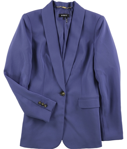 DKNY Womens Solid One Button Blazer Jacket medblue 0