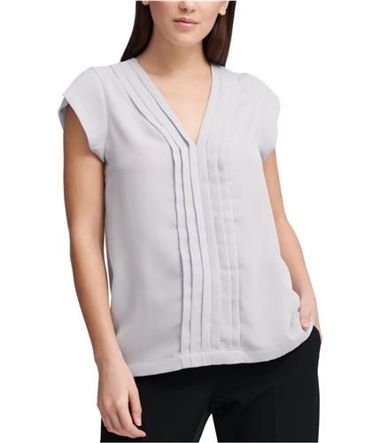 DKNY Womens Pleated Pullover Blouse medgray M