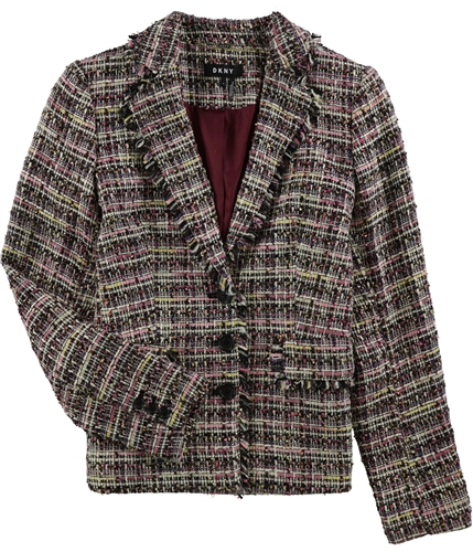 DKNY Womens Tweed Three Button Blazer Jacket multi 4