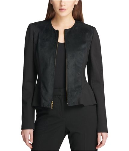 DKNY Womens Collarless Blazer Jacket black 12