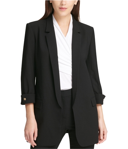 DKNY Womens 3/4 Sleeve Blazer Jacket black 2