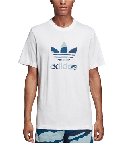 Adidas Mens Camo Logo Graphic T-Shirt white M