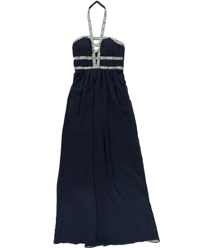 Bee Darlin Womens Embellished Gown Dress navy 1/2