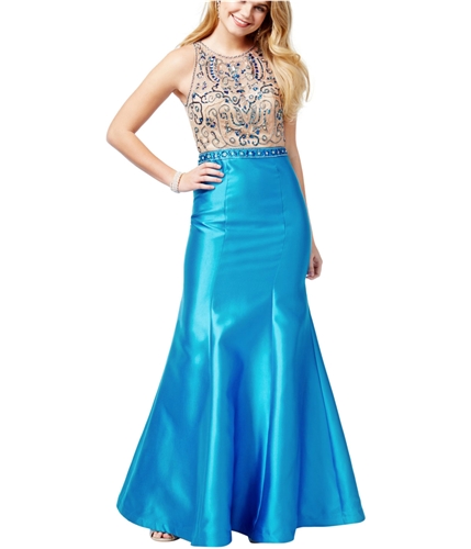 Say Yes to the Prom Womens Beaded Gown Dress newturquoisenude 0