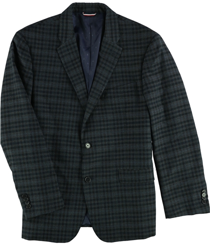 Tommy Hilfiger Mens Patterned Two Button Blazer Jacket bluenavycheck 42