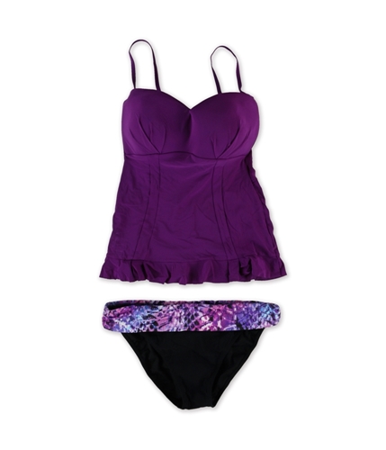 Profile Womens Starlet Banded Brief 2 Piece Tankini violetblk 10