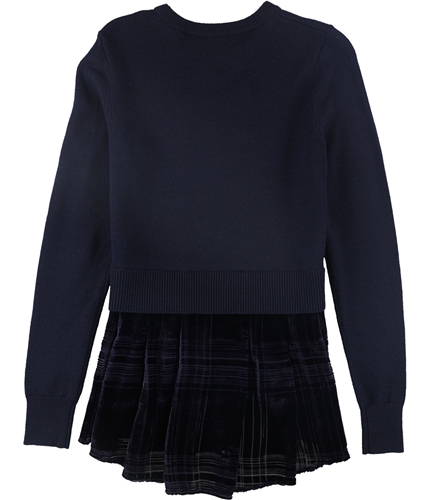 Elie Tahari Womens Calla Mixed Media Pullover Sweater darkblue XS