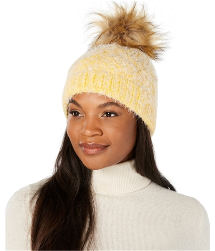 ECHO23NYC Womens Fuzzy Cable Knit Beanie Hat yellow One Size