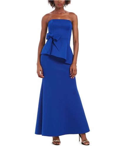 Eliza J Womens Bow Peplum Gown Dress blue 8P