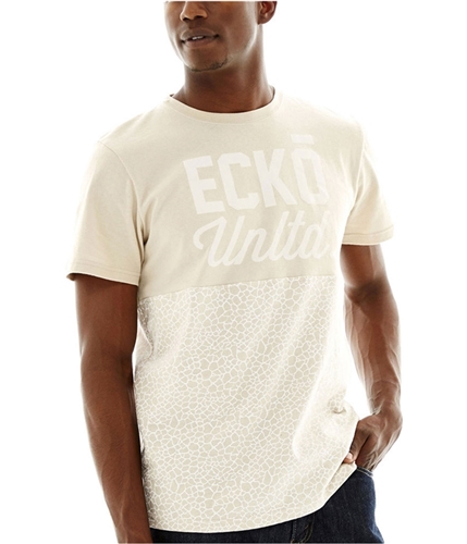 Ecko Unltd. Mens Quake Print Half Graphic T-Shirt bonewhite M