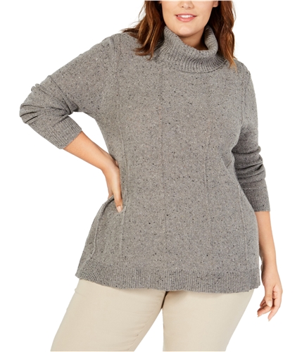 Belldini Womens Turtleneck Tunic Knit Sweater gray 1X